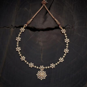 Ethnic Temple Necklace in White Gold Plated 92.5 Sterling Silver